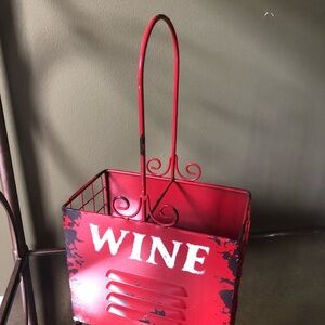 Red Metal Wine Carrier Tote